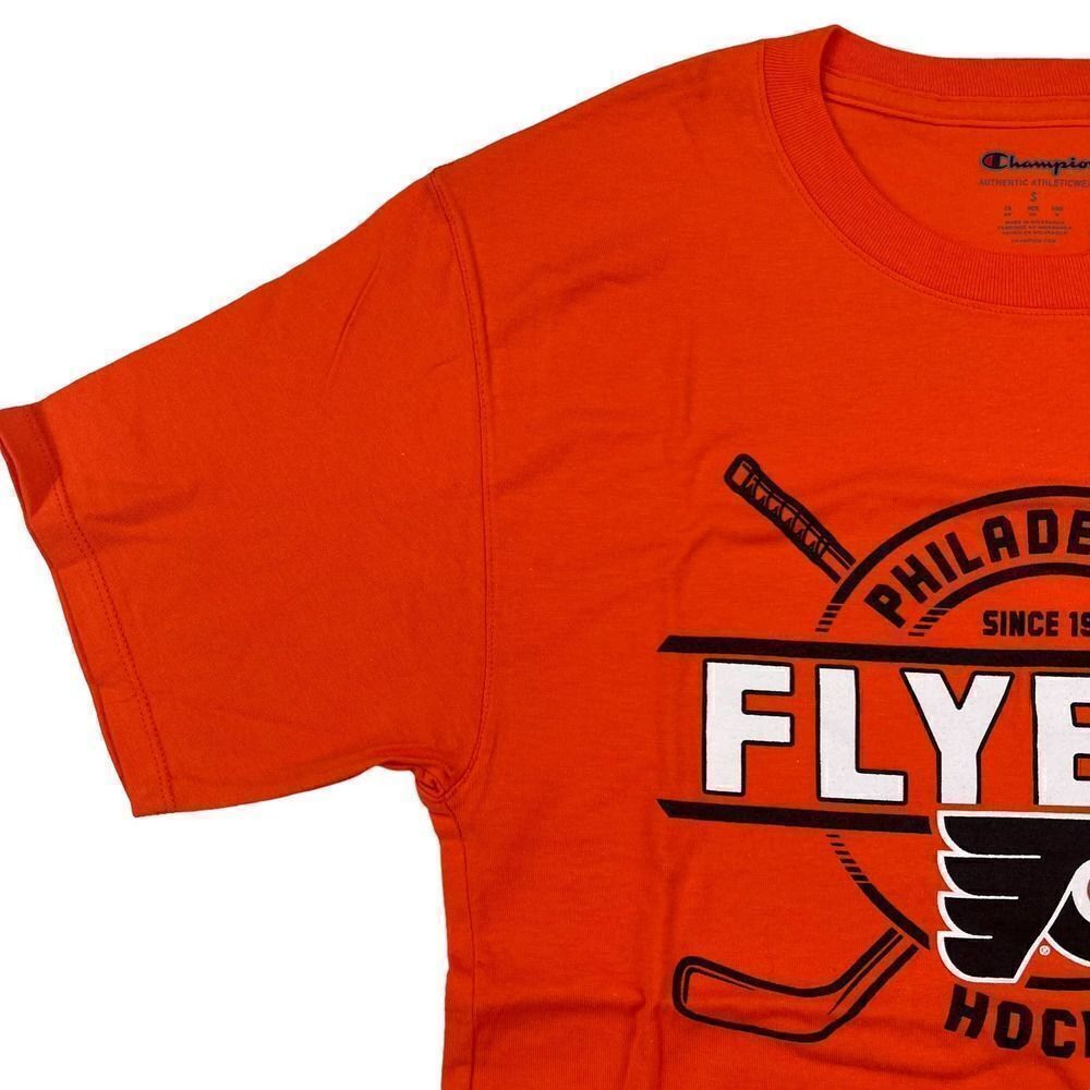 New Champion Men US S, XL Orange T-Shirt NHL Philadelphia Flyers Crewneck Tee  - Picture 4 of 11
